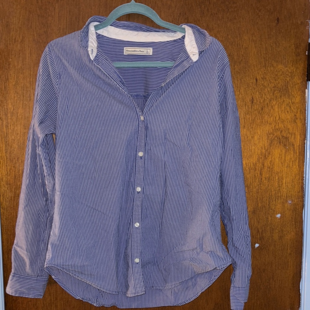 Abercrombie & Fitch Navy Striped Button Down Shirt